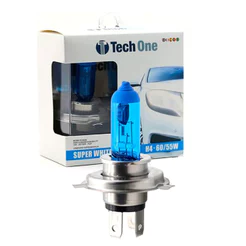 LÂMPADA H4 FAROL SUPER BRANCA 60/55W 12V 8500K TECH ONE