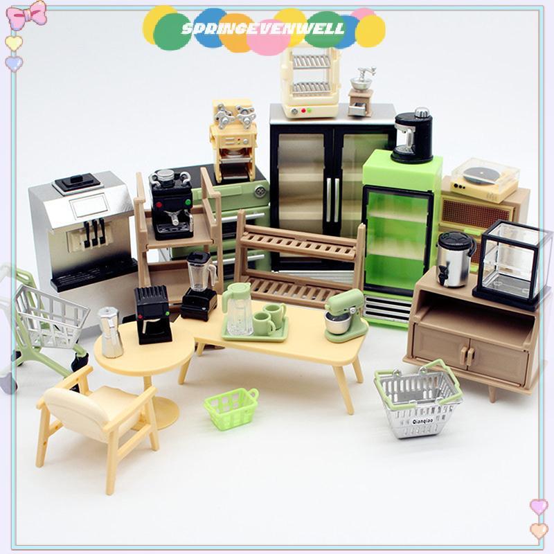 [springevenwell] 1 : 12 Casa De Bonecas Em Miniatura Grade Espaço Espremedor Suprimentos Cozinha Cena Modelo Decoração B