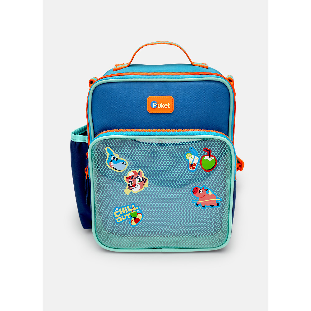 Lancheira Térmica com Bolso Frontal Color Block Azul - Puket