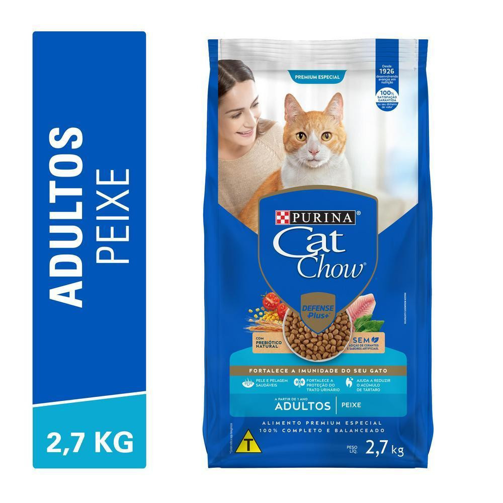 Ração Cat Chow Gatos Adultos Peixe 2,7kg em Oferta na Shopee