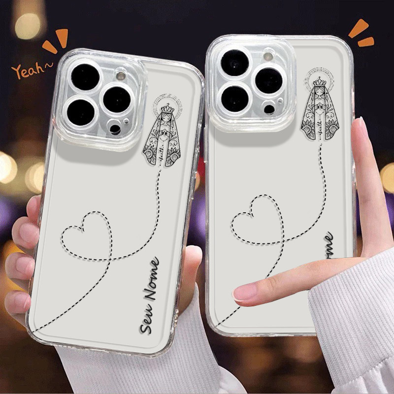Capinha nossa senhora com nome para iphone xr 11 12 pro 13 14 15 16 pro max 7 14 15 16 plus 13 pro capa transparente em Oferta na Shopee