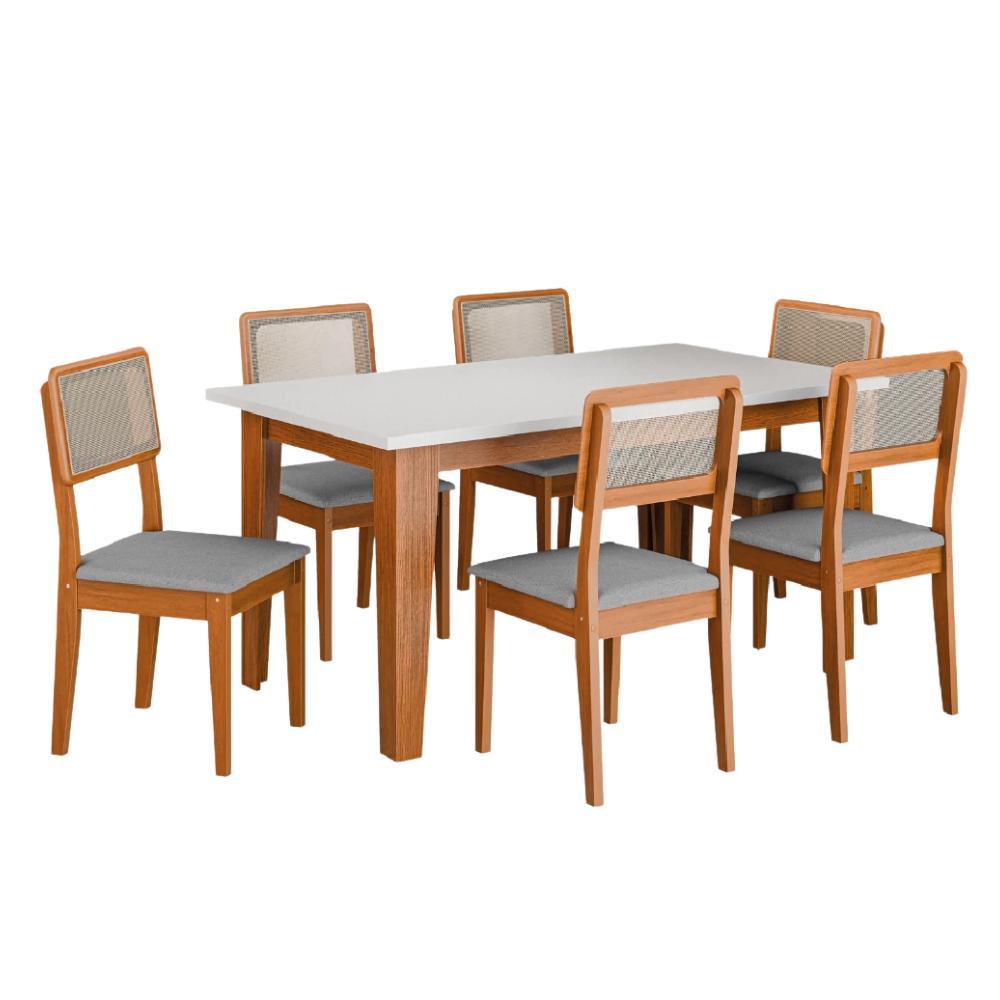 Conjunto Sala de Jantar Mesa Miami 1,60m 6 Cadeiras Santiago Dobuê em Oferta na Shopee