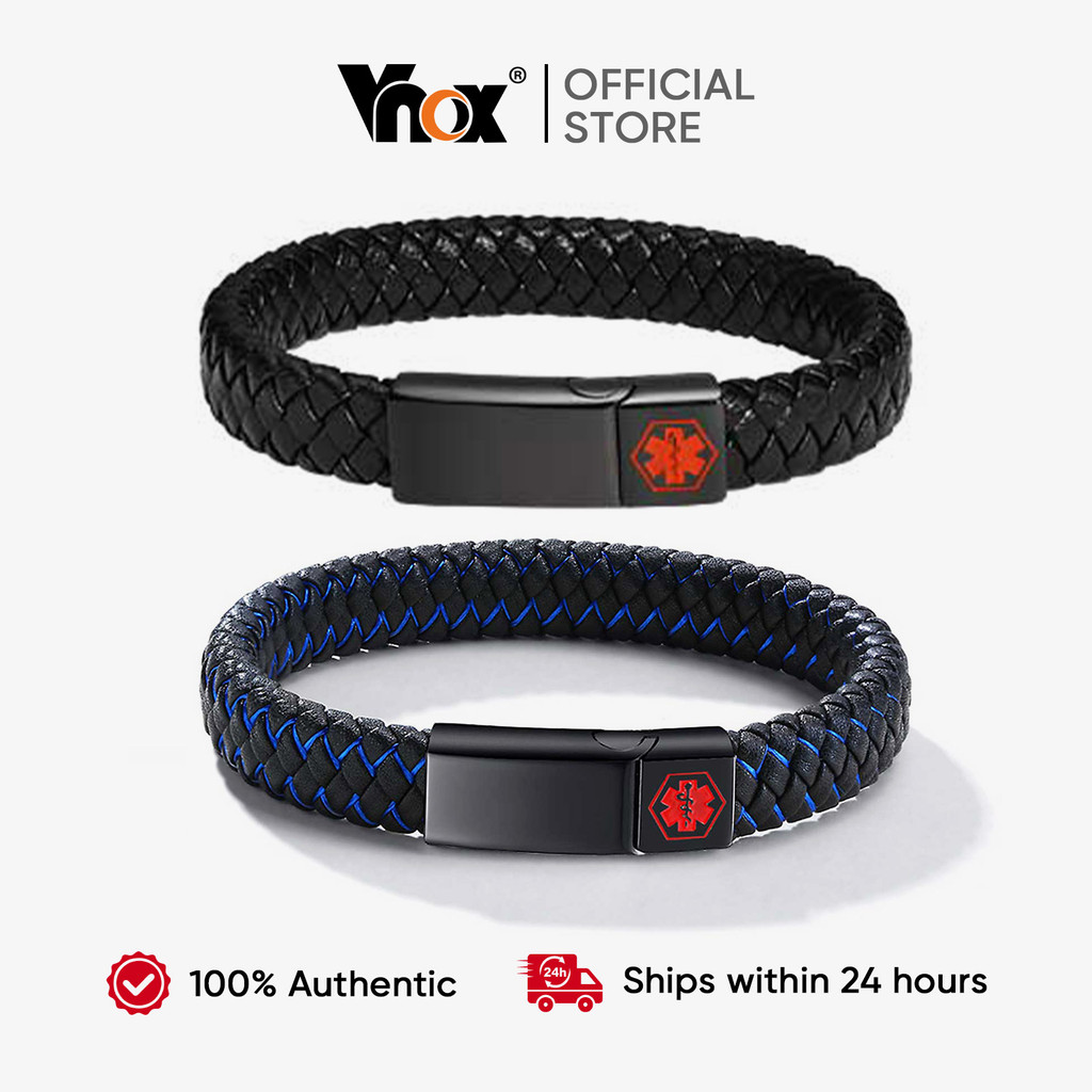 Pulseira Vnox Medical Symbol , Couro Magnético E Aço , Presente De Natal Persona