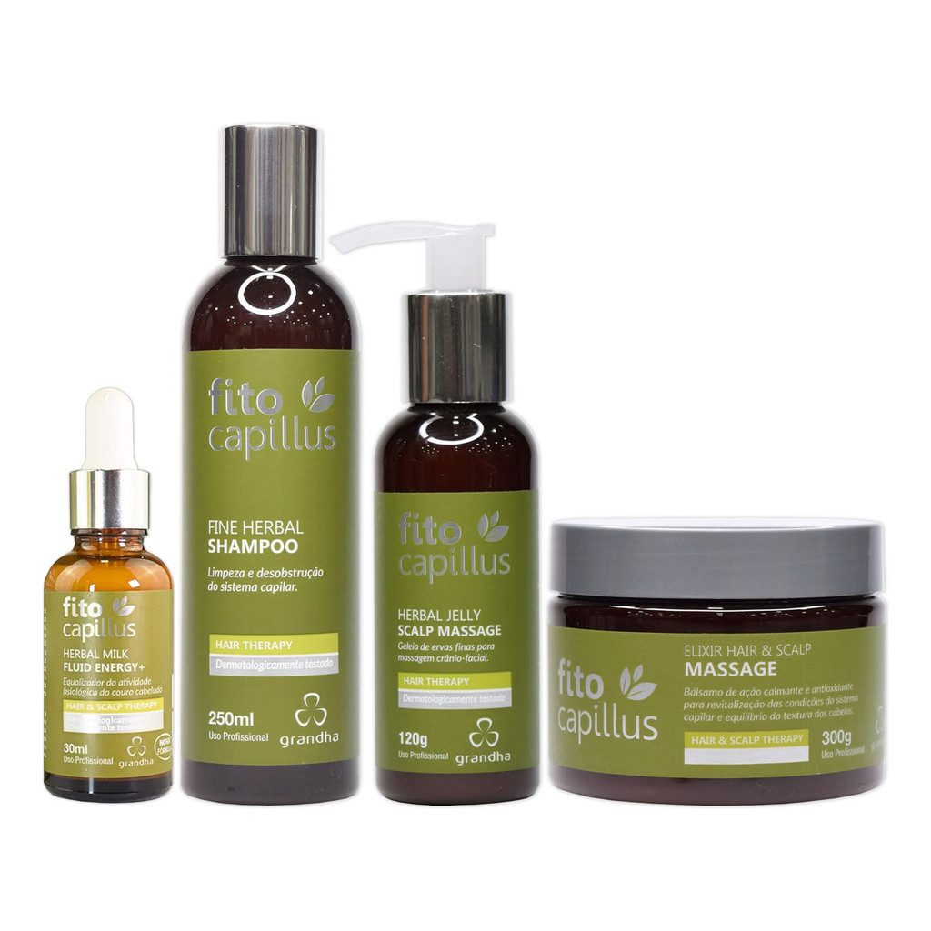 Kit Completo Grandha Fito Capillus Fine Herbal 4 Produtos