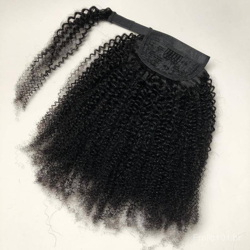 70g-100g XWX3 Rabo de Cavalo Afro Cacheado Preto Natural Cabelo Humano Real Extensões de Cabelo Brasileiro para Mulheres