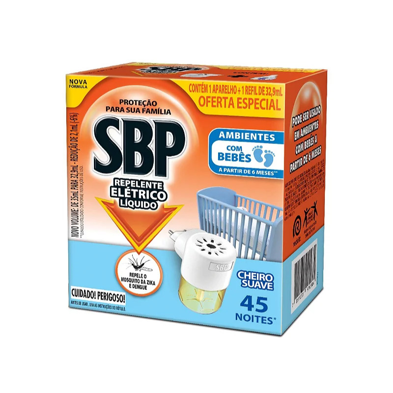 Repelente Sbp Aparelho e Refil Cheiro Suave 35Ml