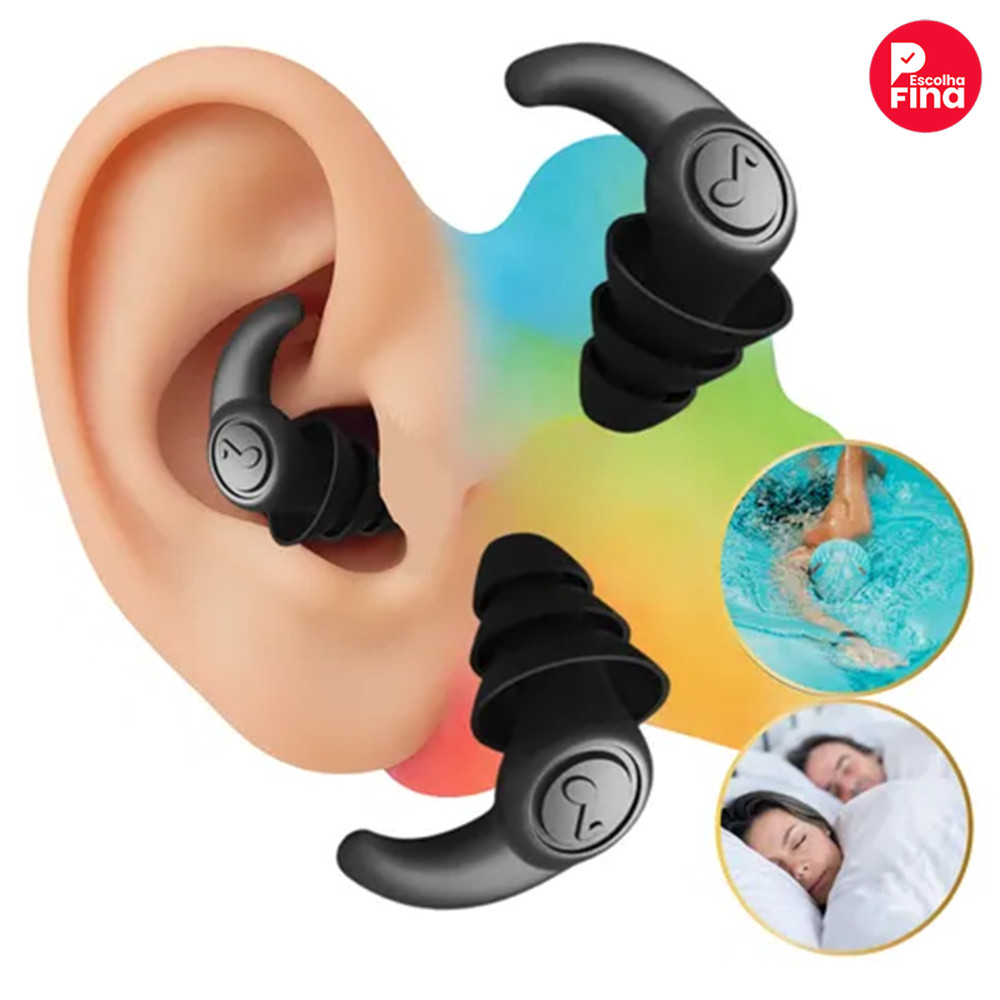 Almofadas de Ouvido Anti-ruído 3 Camadas: Proteção para Sono, Natação e Pesquisa