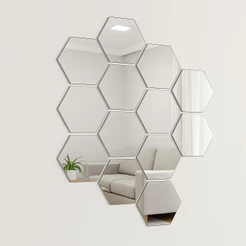 Espelhos Acrílico em formato Hexagono Kit com 10 Unidades 12x10cm - Achadinhos da Shopee