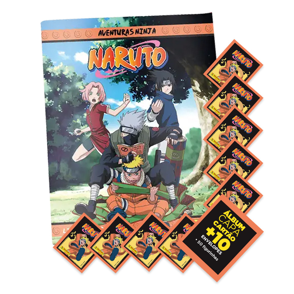 Naruto: Aventuras Ninja - Álbum Capa Cartão + 10 envelopes (50 Figurinhas) - Novo em Oferta na Shopee