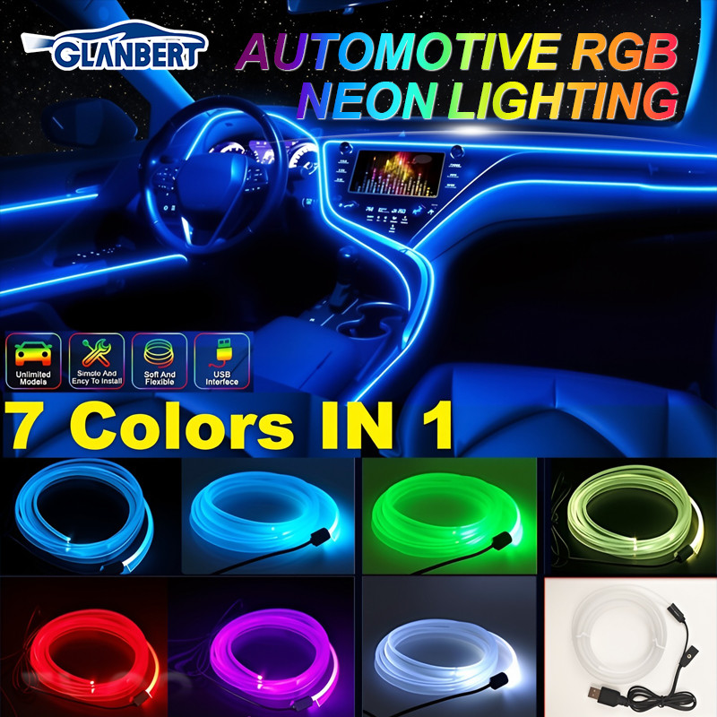 RGB Atmosfera Do Carro Luz Carros Decorações Interiores Néon DIY Tira Led Painel Ambiente Tiras De Fibra Óptica Lâmpada em Oferta na Shopee