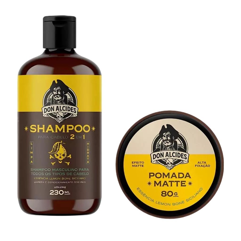 Kit Shampoo 2 Em 1 + Pomada Don Alcides Lemon Bone