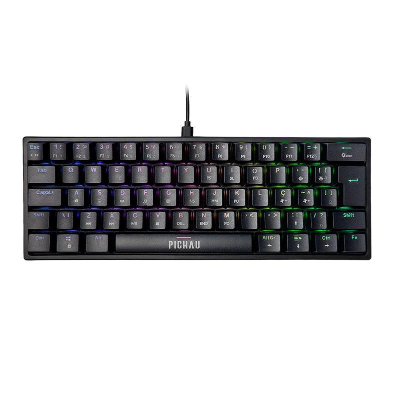 Teclado Mecanico Pichau Aurum V60, RGB, PTB, Switch Huano Vermelho, Preto, PG-ARML-RGB01