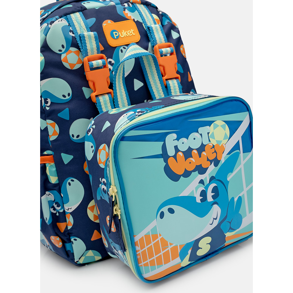 Detalhes do Mochila de Costas Escolar Infantil Menino com Lancheira Tubarão Térmica Futevôlei Puket