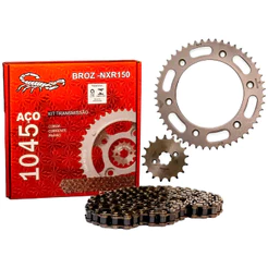 Kit Relação Transmissão Moto Scorpion Bros NXR 150 Aço 1045 428H 50Tx17Tx130L Selo Inmetro
