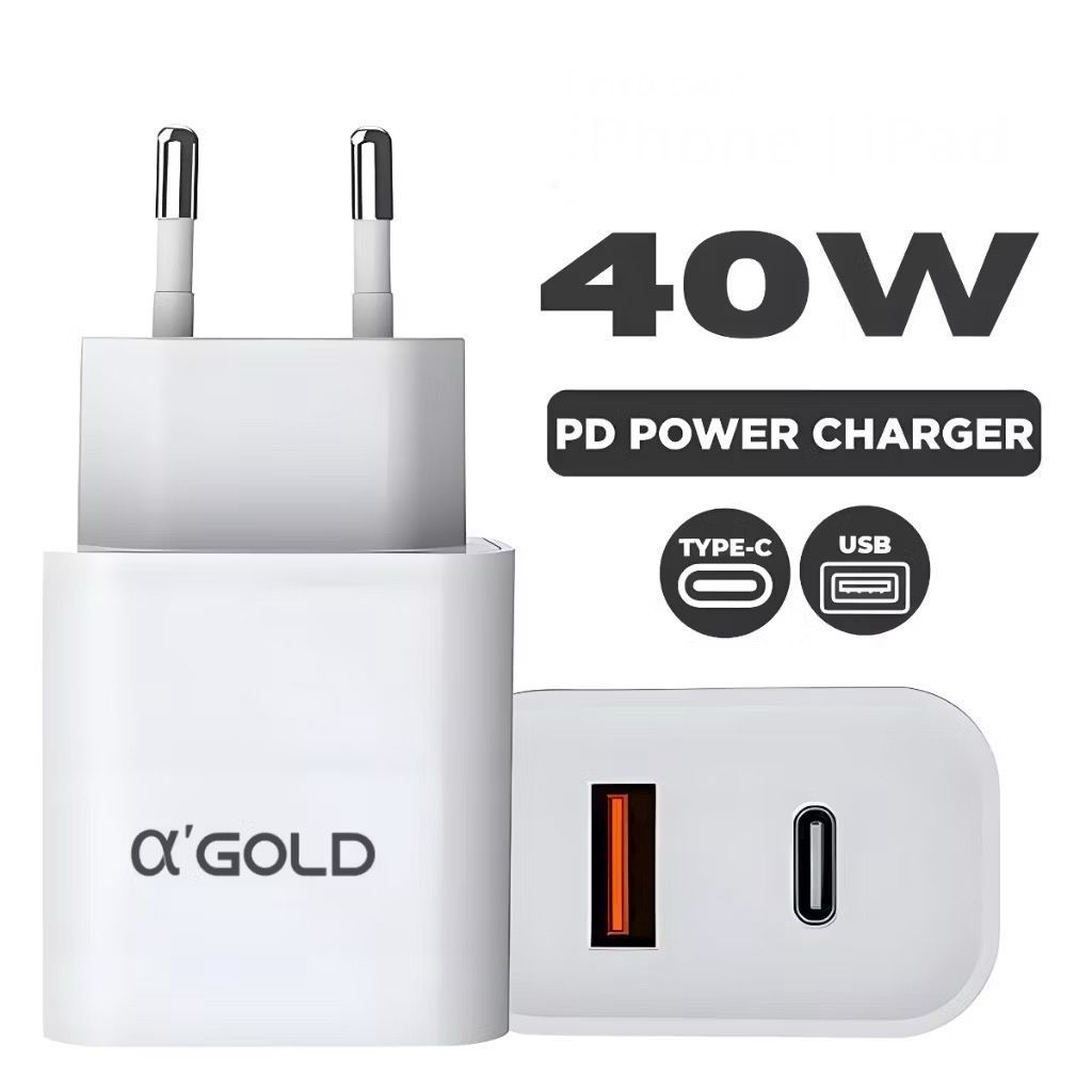 Carregador Turbo 40W USB-C + USB Fast Charge com Cabo Tipo-C — imagem 2 de 2
