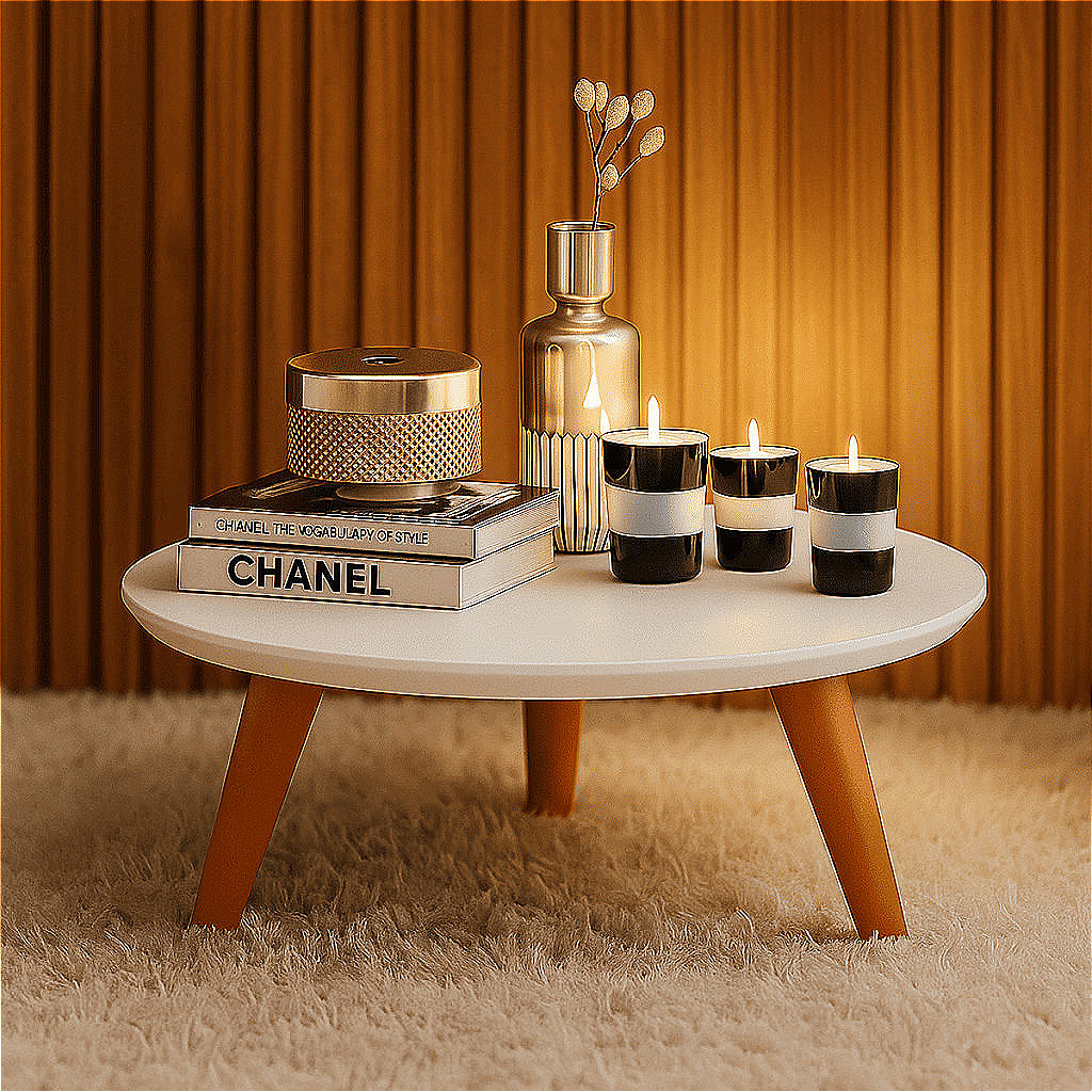Mesa De Centro Decorativa Redonda Com Pés PVC Caramelo Retro Decoração Sala Moderna em Oferta na Shopee