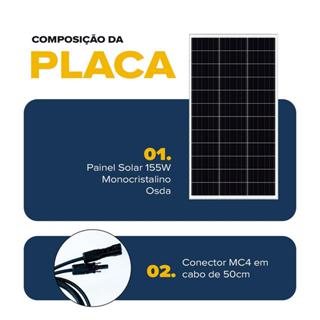 Painel Solar 155W OSDA – Células Monocristalinas, Alta Eficiência em Oferta na Shopee