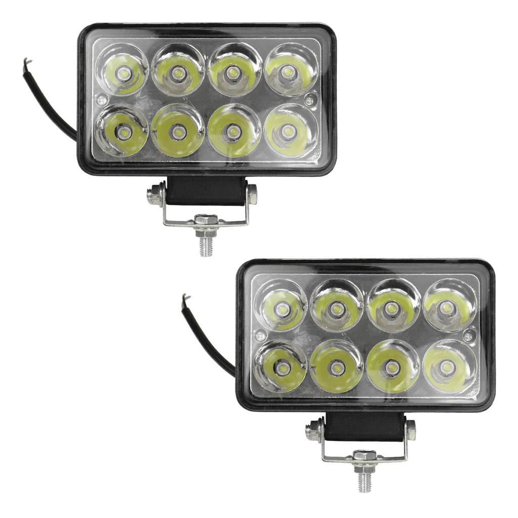 Par Farol Milha Retangular Slim 24W Bivolt Caminhão 4x4 Off Road