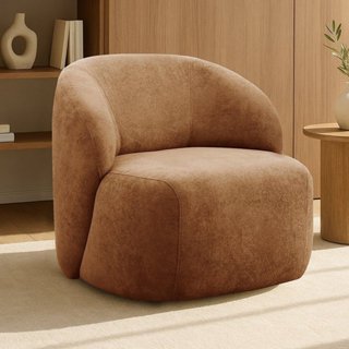 Poltrona Orgânica Giratória Tecido Bouclê Aime Terracota em Oferta na Shopee