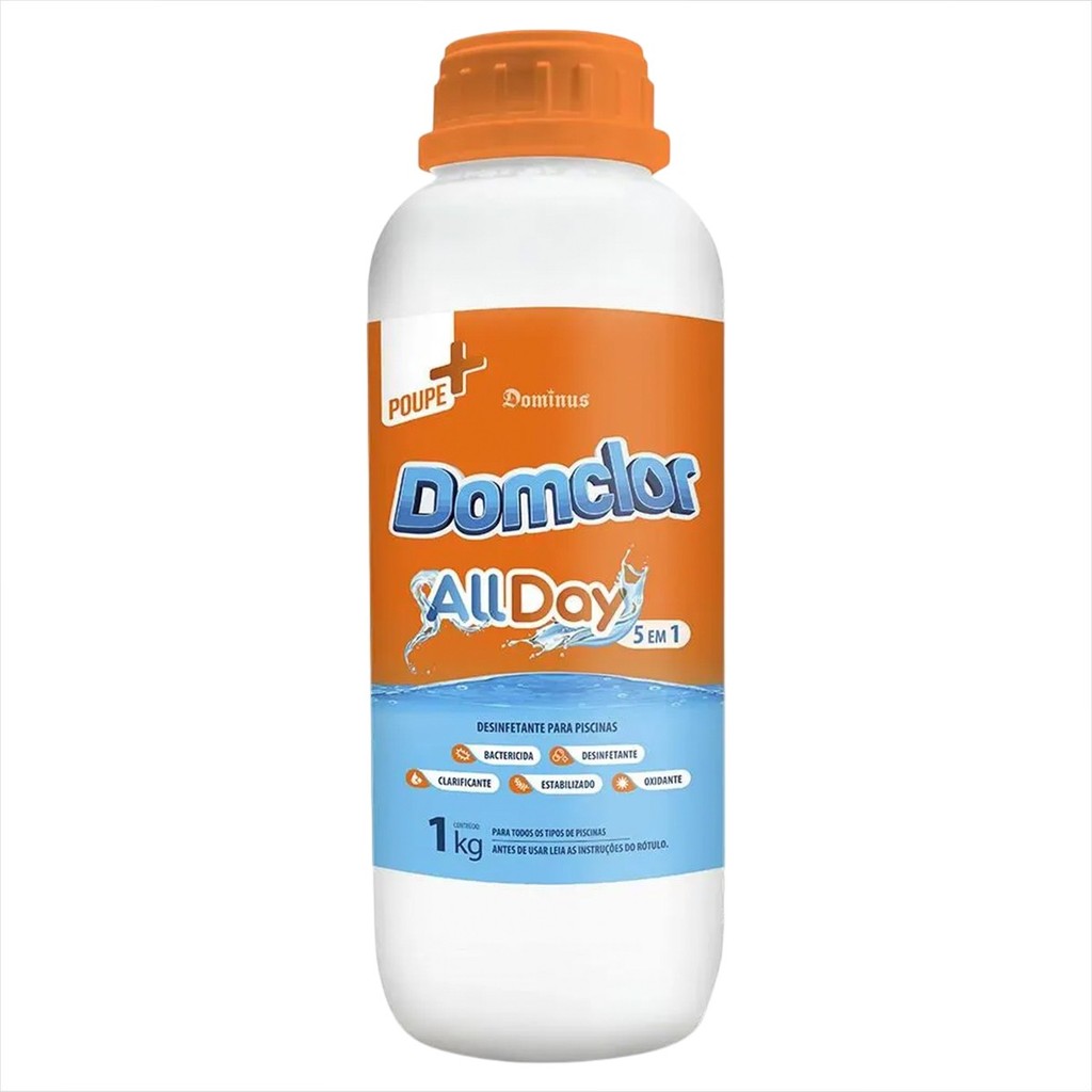 Cloro Granulado Para Piscina 5 em 1 Balde 1kg Multifunção Domclor Premium