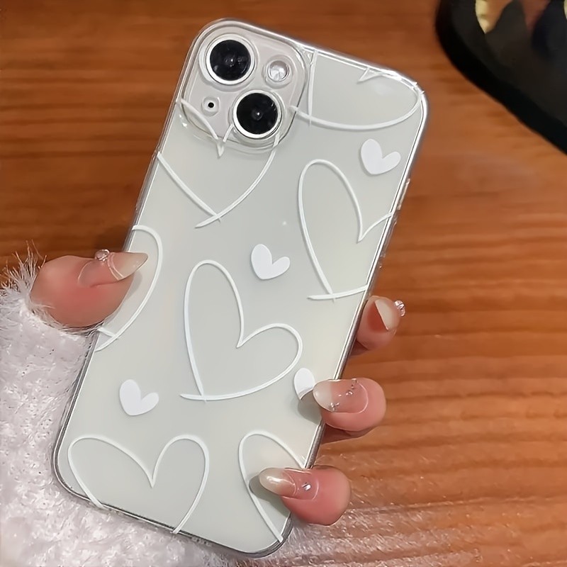 CAPINHA CAPA IPHONE CORAÇÃO DELICADO, TRANSPARENTE RESISTENTE TPU, PADRÃO PROTETORA 17 16 15 14 13 12 11 Plus Pro Max em Oferta na Shopee