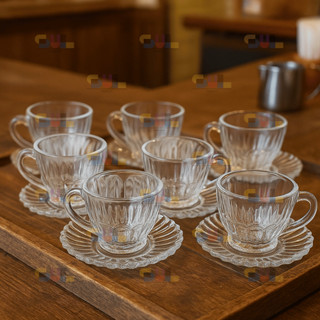 Jogo de Xicara com Pires BRASILIANO C/ PIRES 110ml Vidro Café Casa Escritório Mesa Posta em Oferta na Shopee