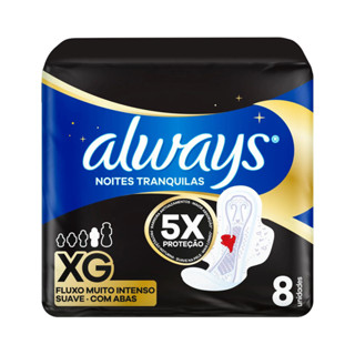 Absorvente Always Noites Tranquilas Cobertura Suave XG 8 Unidades em Oferta na Shopee
