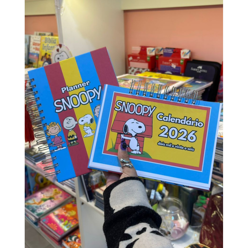 Kit Planner Snoopy Listras + Calendário de Mesa 2026 Snoopy Listras - By Mimos PRODUTO ARTESANAL (LEIA A DESCRIÇÃO)