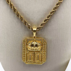 TB.Shop kit de Moeda Antiga Corrente Cordão com Pulseira Pingente 00 Personagem Masculina Ouro 18k.
