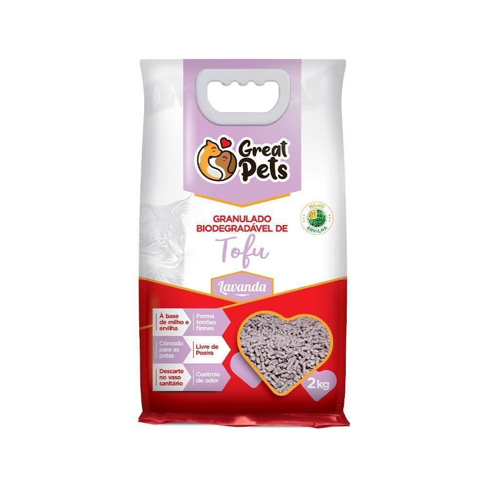 Granulado Higiênico Premium Biodegradável Tofu Lavanda 2 kg Great Pets