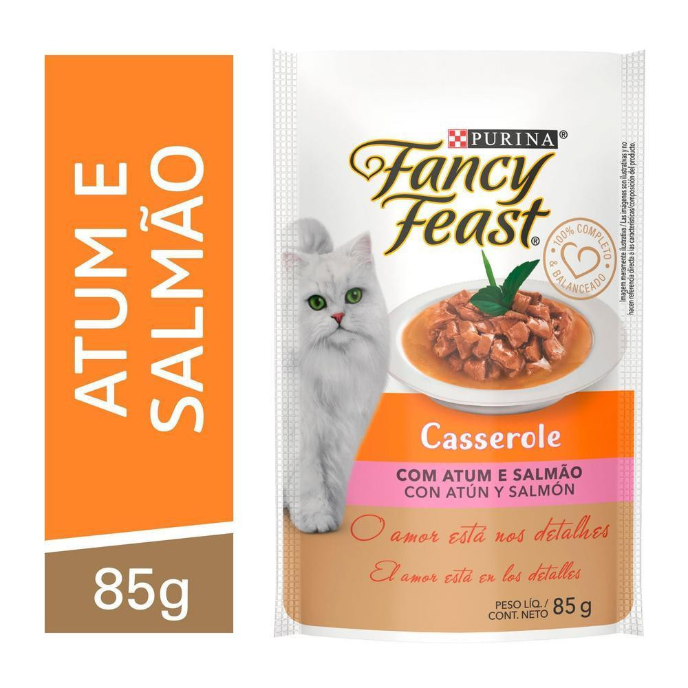 Ração Úmida Casserole Gatos Adultos Atum e Salmão 85g Fancy Feast