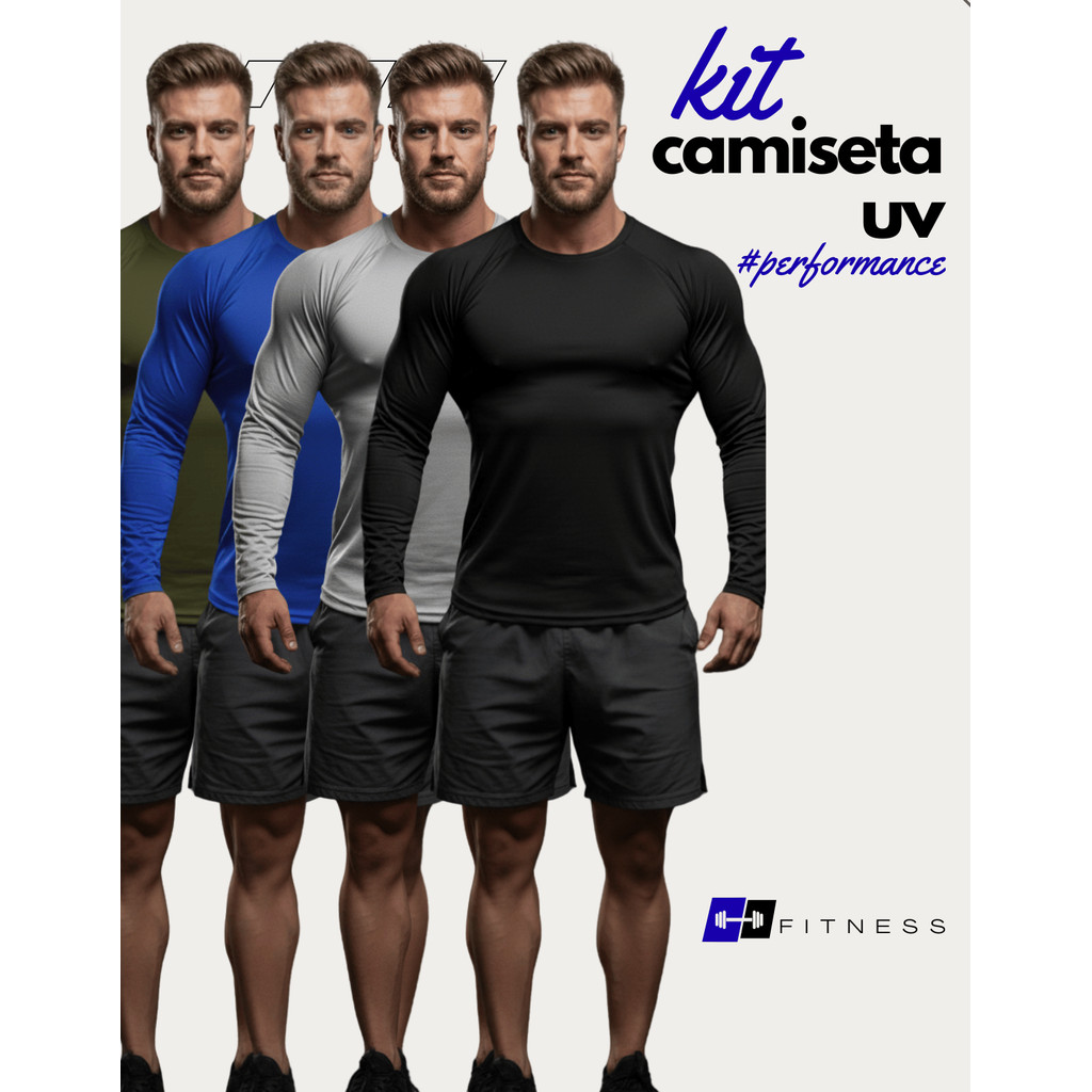 Kit 5 Camiseta Térmica Premium Segunda Pele Proteção Uv Uvb 50+ Dry