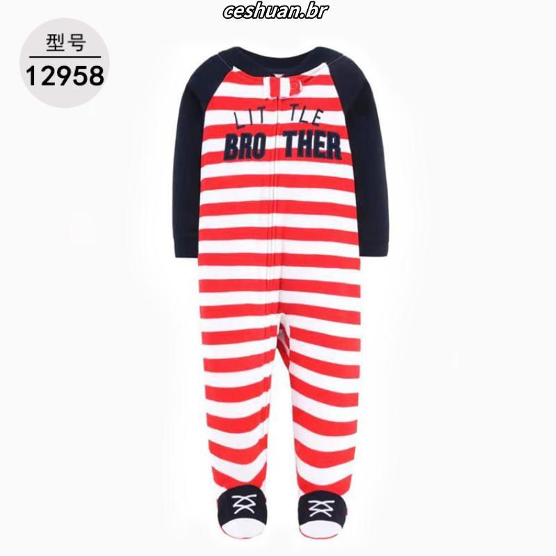 Pijama Carter Newborn Para Meninos E Meninas Fato De Dormir De Manga Comprida De Algodão Os Pés Recém-Nascidos Roupa De