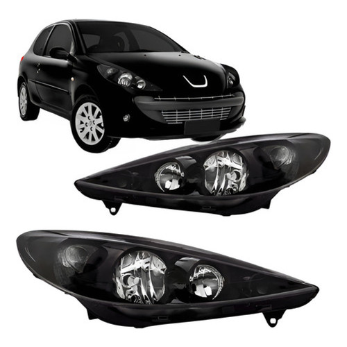 Par Farol Peugeot 207 2009 10 11 12 2013 Máscara Negra