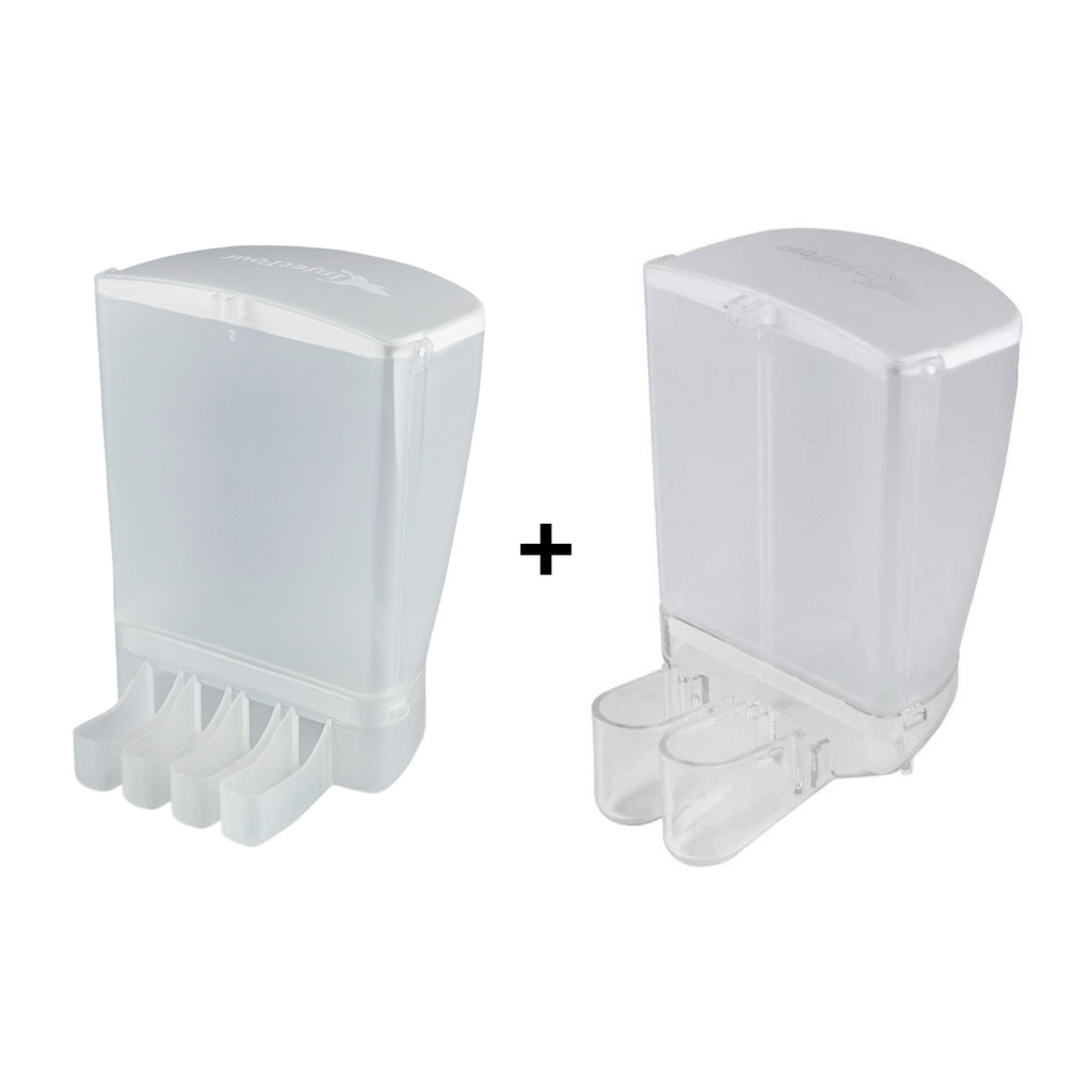 KIT Comedouro Automático Dispenser De Sementes Malha Fina 4 Bicos + Malha Larga 2 Bicos 200ml