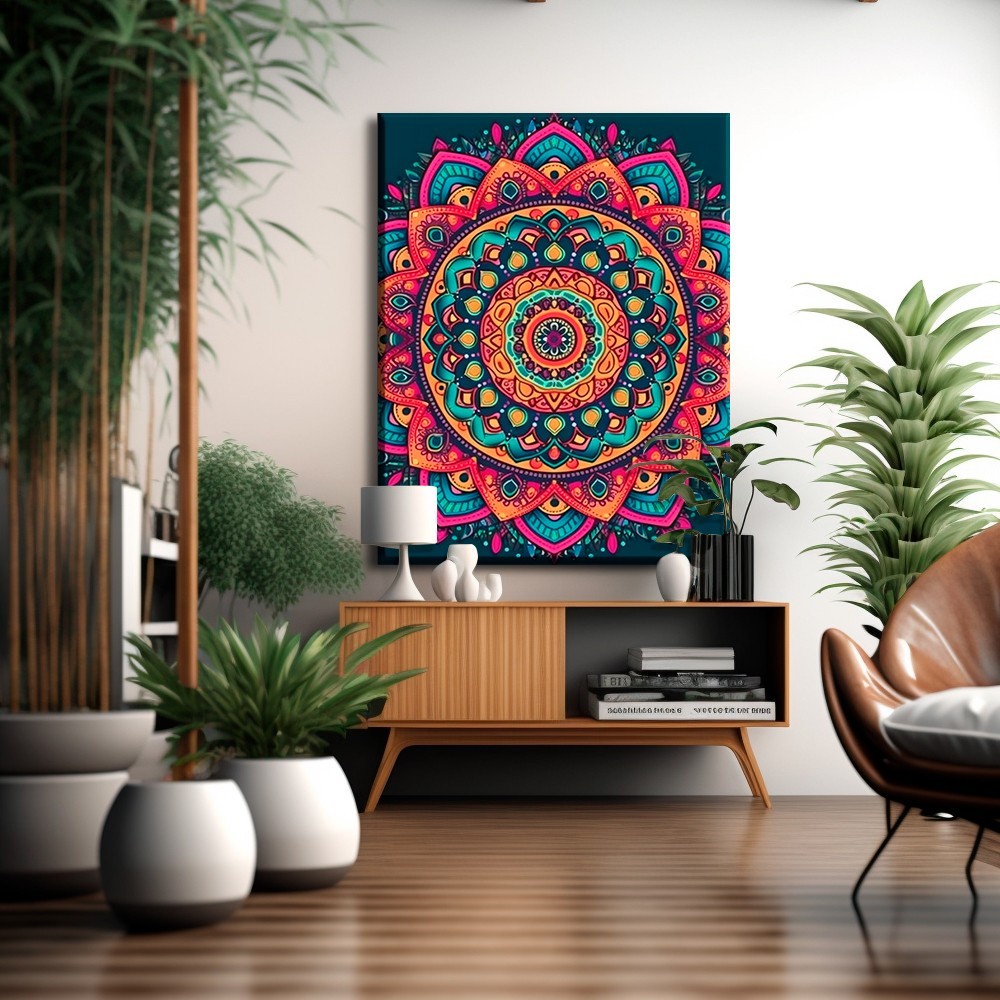 Imagem Quadro Decorativo Mandala Colorida Luxo Casa Sala Quarto