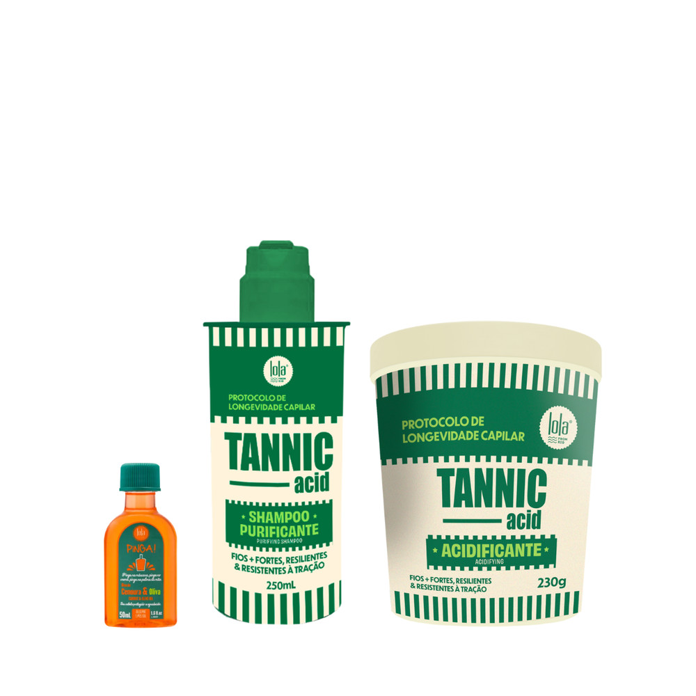 Kit Lola Tannic Acid Sh 250ml + Acid 230ml + Pinga! Óleo Cenoura e Oliva 50ml