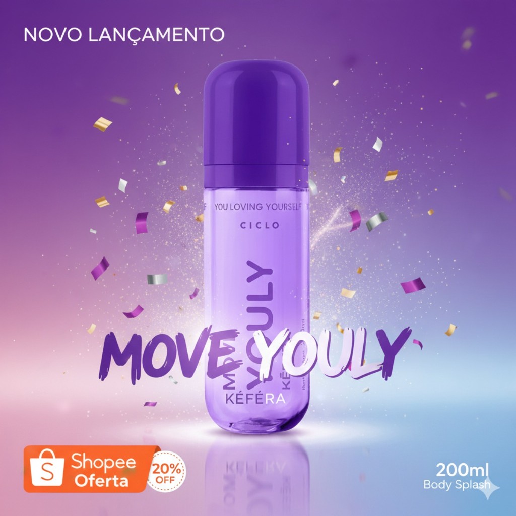 Body Splash Move Youly By Kéfera Desodorante Corporal Feminino 200ml – Perfume Suave e Refrescante