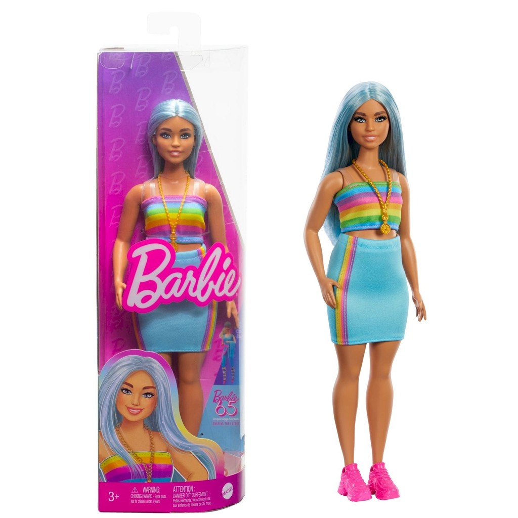 Boneca Barbie Fashionistas Cabelo Azul Top Arco-Iris #218 - Mattel