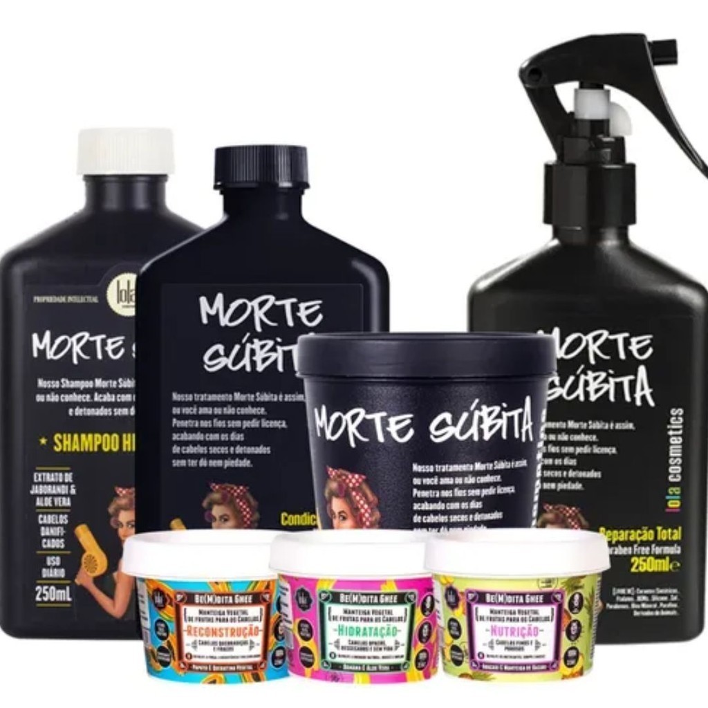 Kit Morte Subita 4 Produtos + Kit Ghee 3x100g Cronograma Completo Lola Cosmetics
