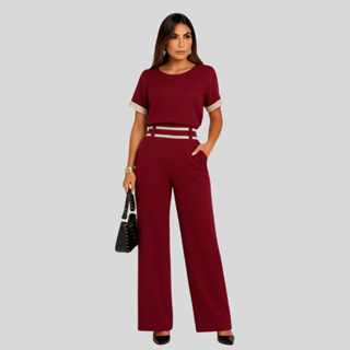 Conjunto Feminino Duna Forrado Calça Wide Leg Blusa Lançamento Alfaiataria Elegante Pantalona em Oferta na Shopee