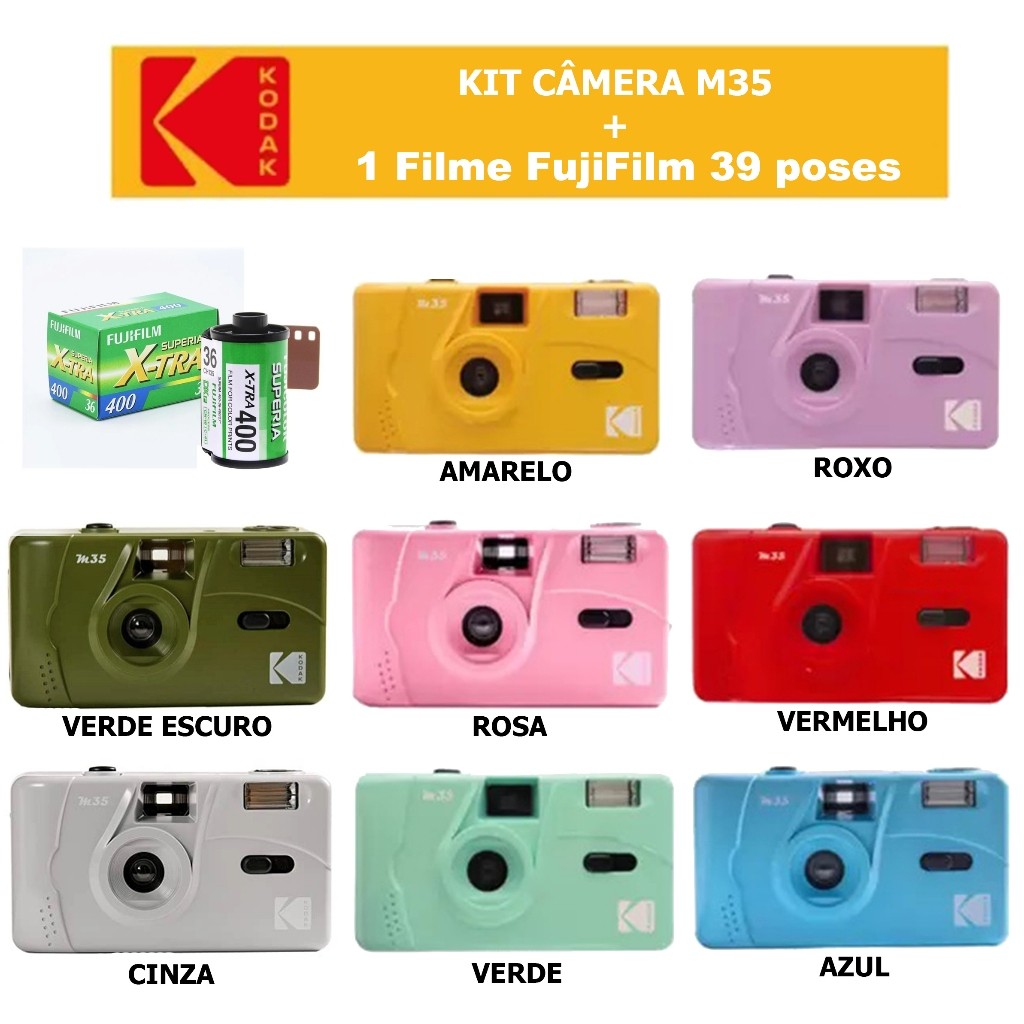 Kit Câmera Kodak Retrô M35 + 1 Filme FujiFilm 36 poses