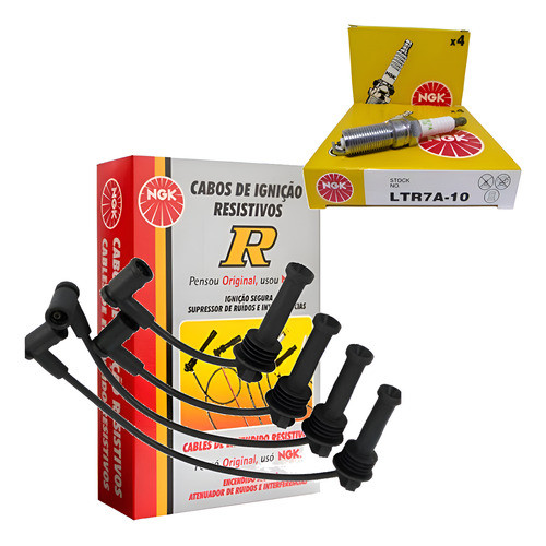 Cabos E Velas Ngk Ecosport Fiesta Focus 1.6 16v Ka 1.5 16v - Preto em Oferta na Shopee