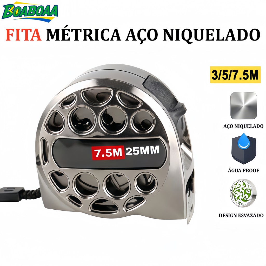 FITA MÉTRICA AÇO INOX PROFISSIONAL 3/5/7,5M – ALTA PRECISÃO, ÁGUA-RESISTENTE, ANTI-FERRUGEM em Oferta na Shopee