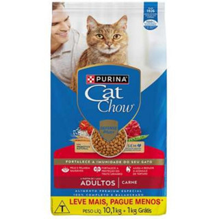 Ração Nestlé Purina Cat Chow Adultos Defense Plus Carne 10,1Kg + 1Kg em Oferta na Shopee