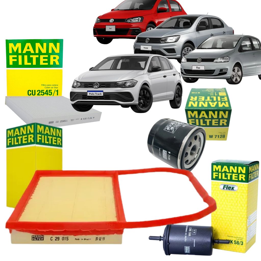 Kit Revisão Troca 4 Filtro para VW Volkswagen Polo Track / Fox / Gol / Voyage - 1.0 12V MPI Aspirado - 2014 em diante (C