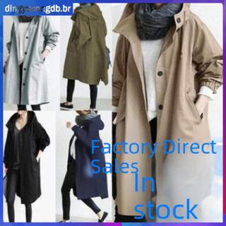 [GW] Trench Coats Femininos Elegantes Com Peito Duplo , Leve , À Prova De Vento , Plus Size , Cor Sólida , Comprimento M