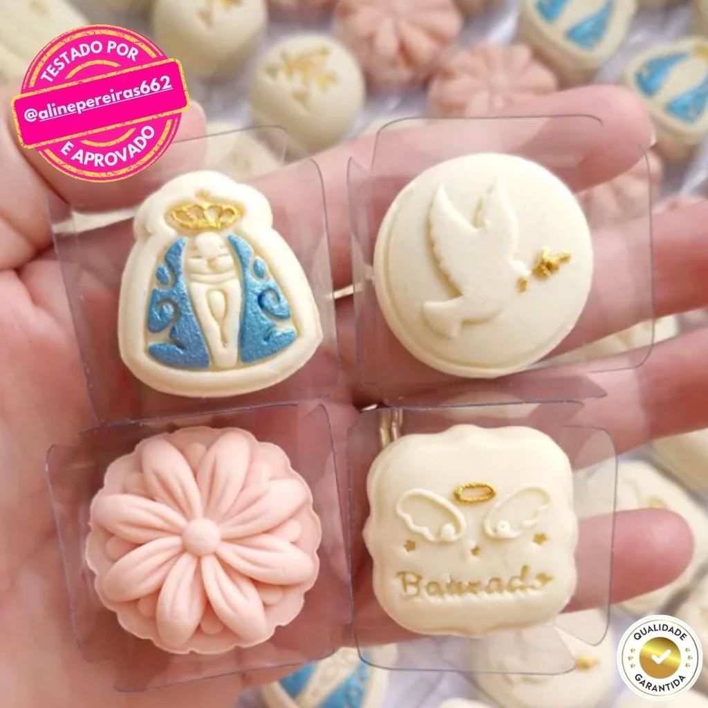 Kit 3 Modeladores Ejetores Meu Batizado, Pomba e Santa para brigadeiro, doce, massa em Oferta na Shopee