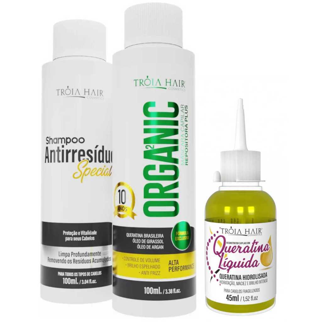 Kit Banho de Queratina Organic – Progressiva Orgânica + Queratina Brasileira Líquida 45ml