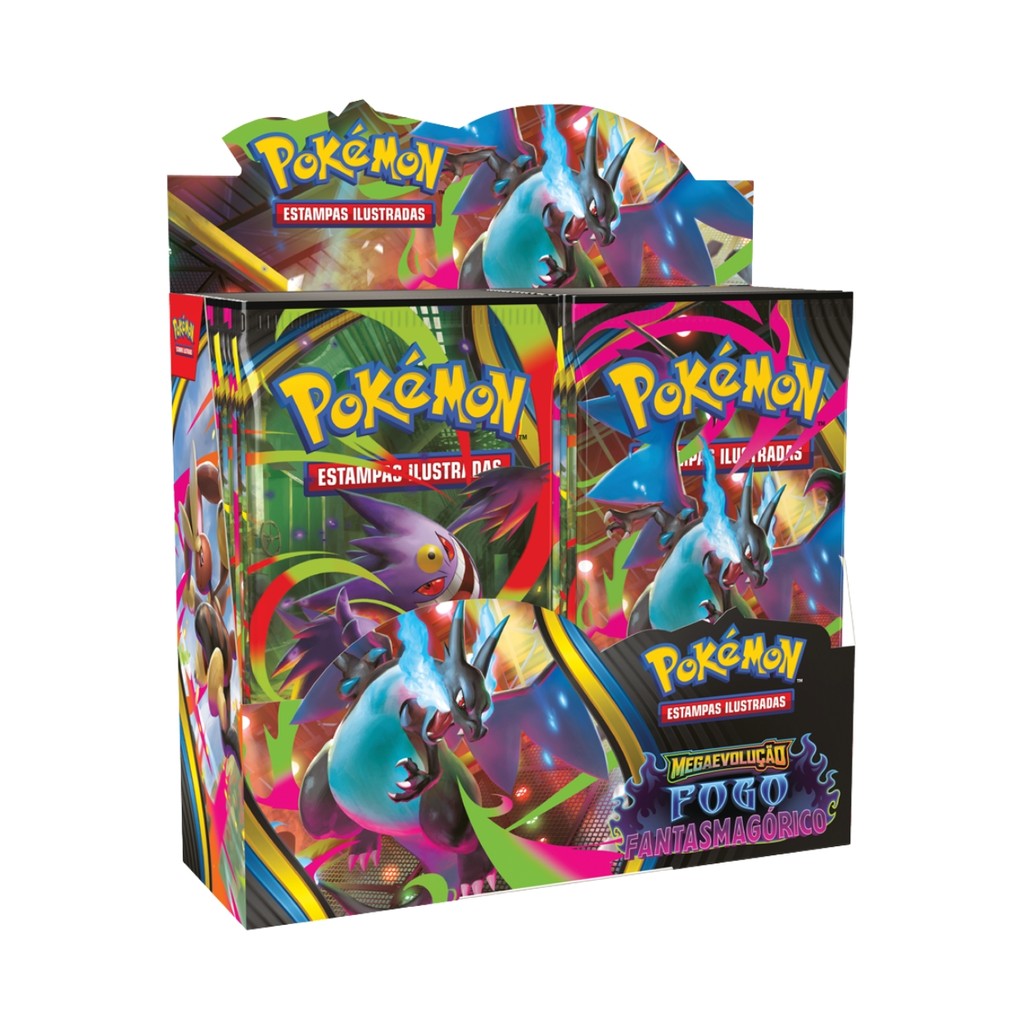 Box Booster Pokémon Fogo Fantasmagórico Megaevolução Copag